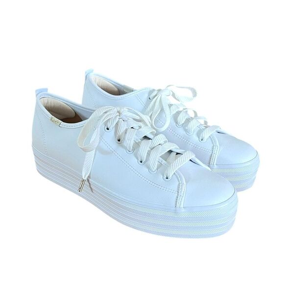 Keds Triple Up White Leather Platform Sneakers - Picture 1 of 9